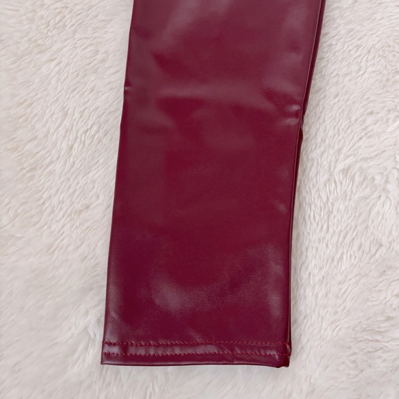 Faux Leather Maroon Skinny Leggings - Picture 4 of 7